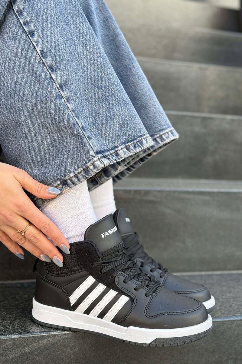 FOUR STRIPES HIGH TOP WOMEN SNEAKERS BLACK-WHITE/ZEBA - 3