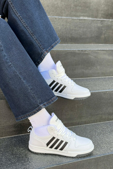 FOUR STRIPES HIGH TOP WOMEN SNEAKERS WHITE-BLACK/BAZE 