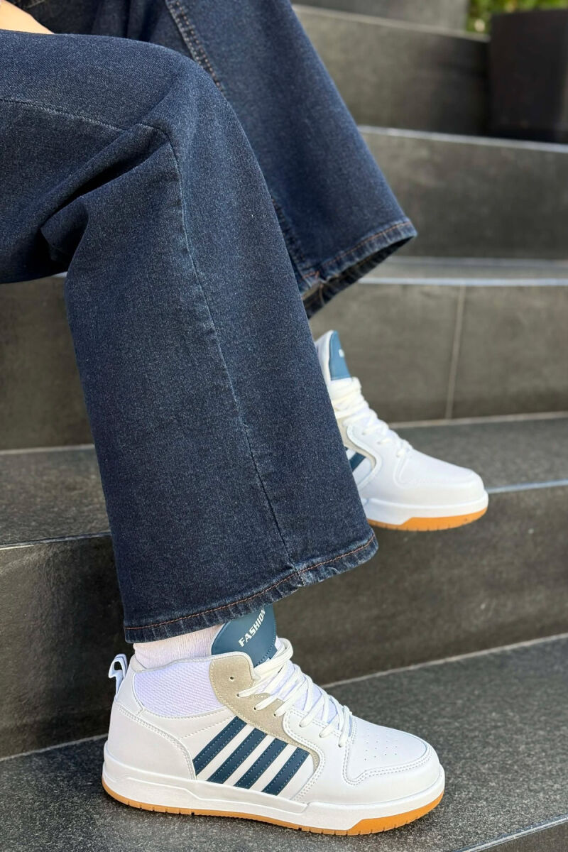 FOUR STRIPES HIGH TOP WOMEN SNEAKERS WHITE-BLUE/BABL - 1