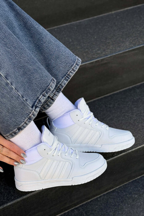 FOUR STRIPES HIGH TOP WOMEN SNEAKERS WHITE-E BARDHE 
