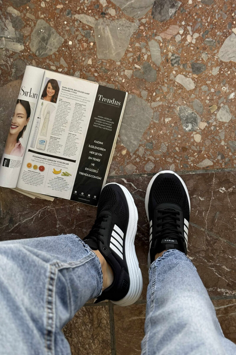 FOUR STRIPES PLATFORM SIMPLE WOMEN SNEAKERS BLACK-WHITE/ZEBA - 4