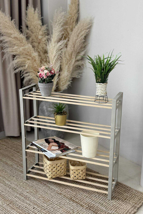 FOUR TIER WOODEN SHOES SHELF BEIGE/BEZHE - KLAUDIO FASHION