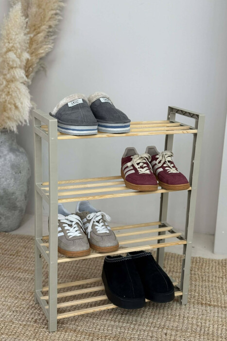 FOUR TIER WOODEN SHOES SHELF BEIGE/BEZHE - 1