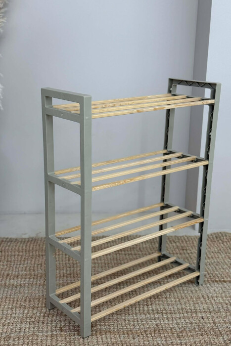FOUR TIER WOODEN SHOES SHELF BEIGE/BEZHE - 4