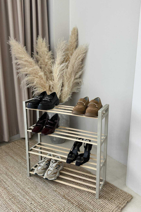FOUR TIER WOODEN SHOES SHELF BEIGE/BEZHE - 7