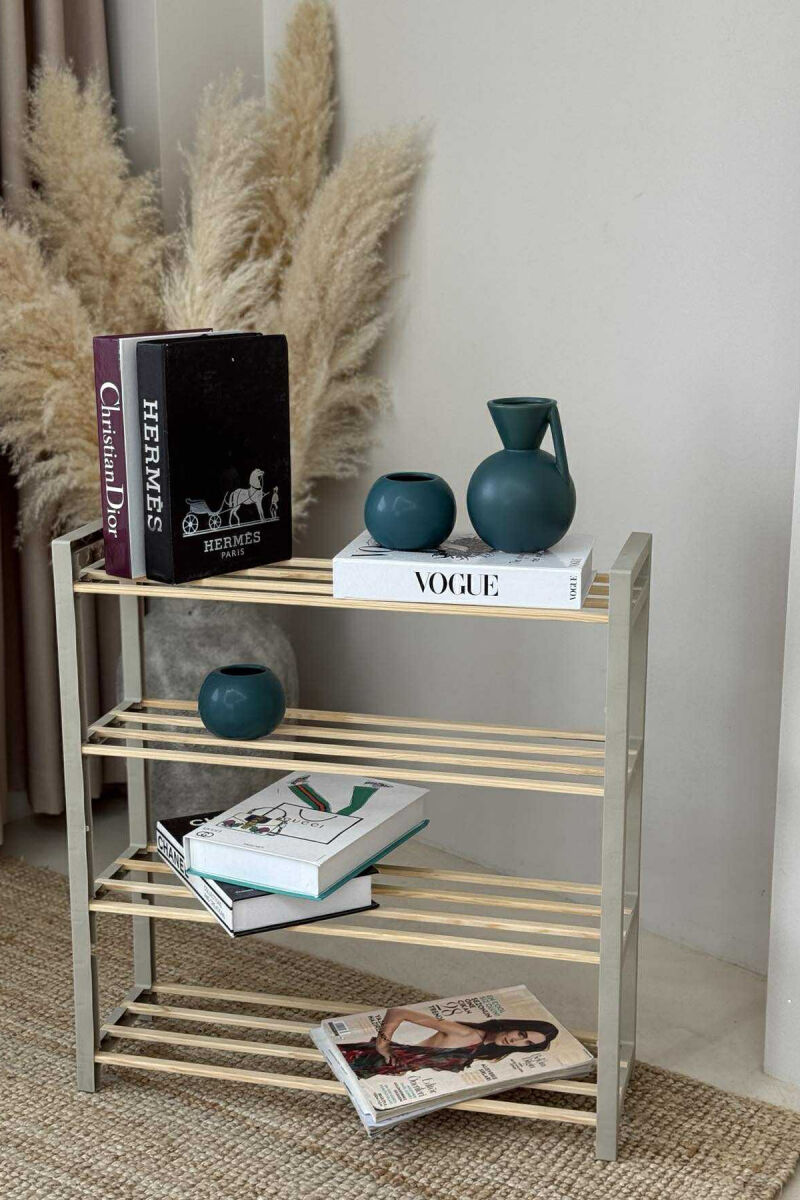 FOUR TIER WOODEN SHOES SHELF BEIGE/BEZHE - 3