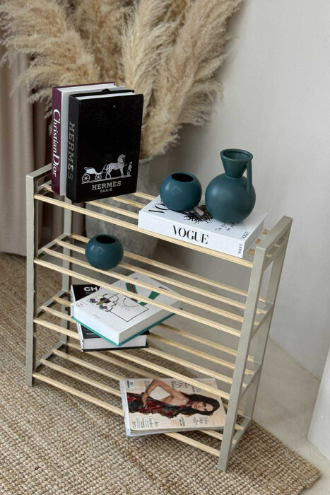 FOUR TIER WOODEN SHOES SHELF BEIGE/BEZHE - 4