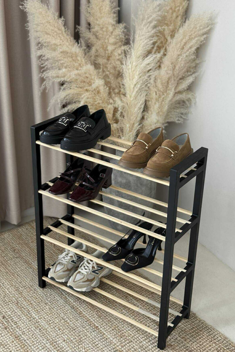 FOUR TIER WOODEN SHOES SHELF BLACK/ E ZEZE - 1
