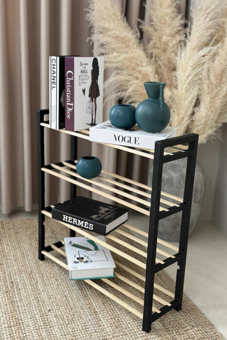 FOUR TIER WOODEN SHOES SHELF BLACK/ E ZEZE - 3