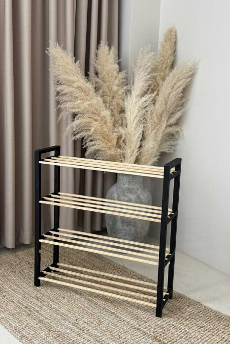 FOUR TIER WOODEN SHOES SHELF BLACK/ E ZEZE - 6