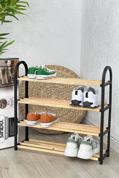 FOUR TIER WOODEN SHOES SHELF BLACK/ E ZEZE - 