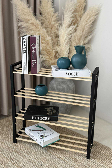 FOUR TIER WOODEN SHOES SHELF BLACK/ E ZEZE - KLAUDIO FASHION