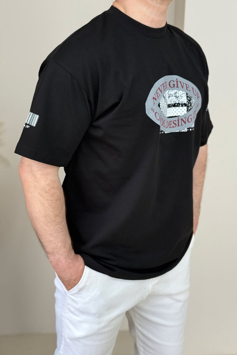 FRONT & BACK DESIGN ONE COLOR MEN T-SHIRT BLACK/ E ZEZE - 1