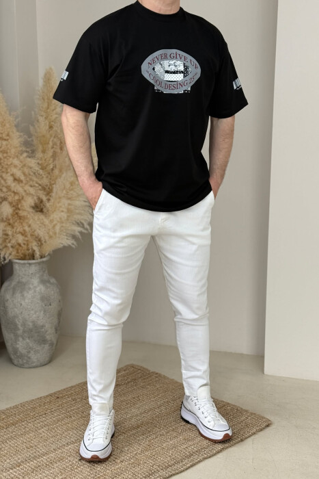 FRONT & BACK DESIGN ONE COLOR MEN T-SHIRT BLACK/ E ZEZE - 2