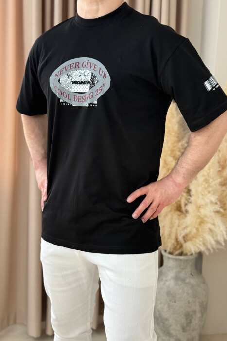 FRONT & BACK DESIGN ONE COLOR MEN T-SHIRT BLACK/ E ZEZE - 4