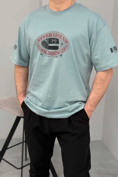 FRONT & BACK DESIGN ONE COLOR MEN T-SHIRT LIGHTBLUE/BZ 