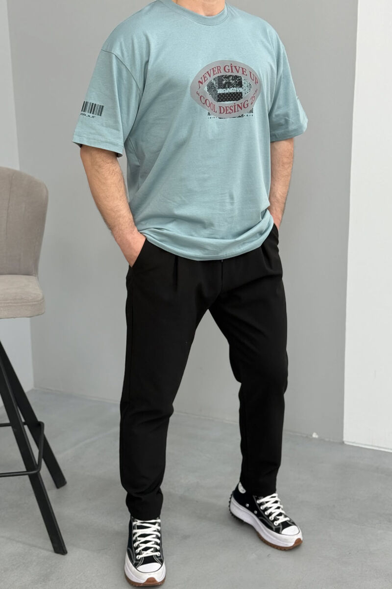 FRONT & BACK DESIGN ONE COLOR MEN T-SHIRT LIGHTBLUE/BZ - 2