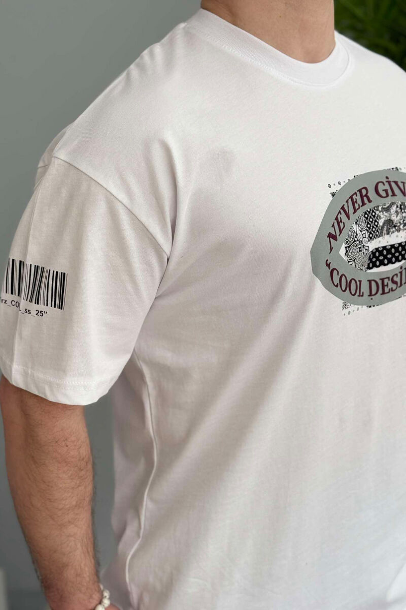 FRONT & BACK DESIGN ONE COLOR MEN T-SHIRT WHITE-E BARDHE - 3