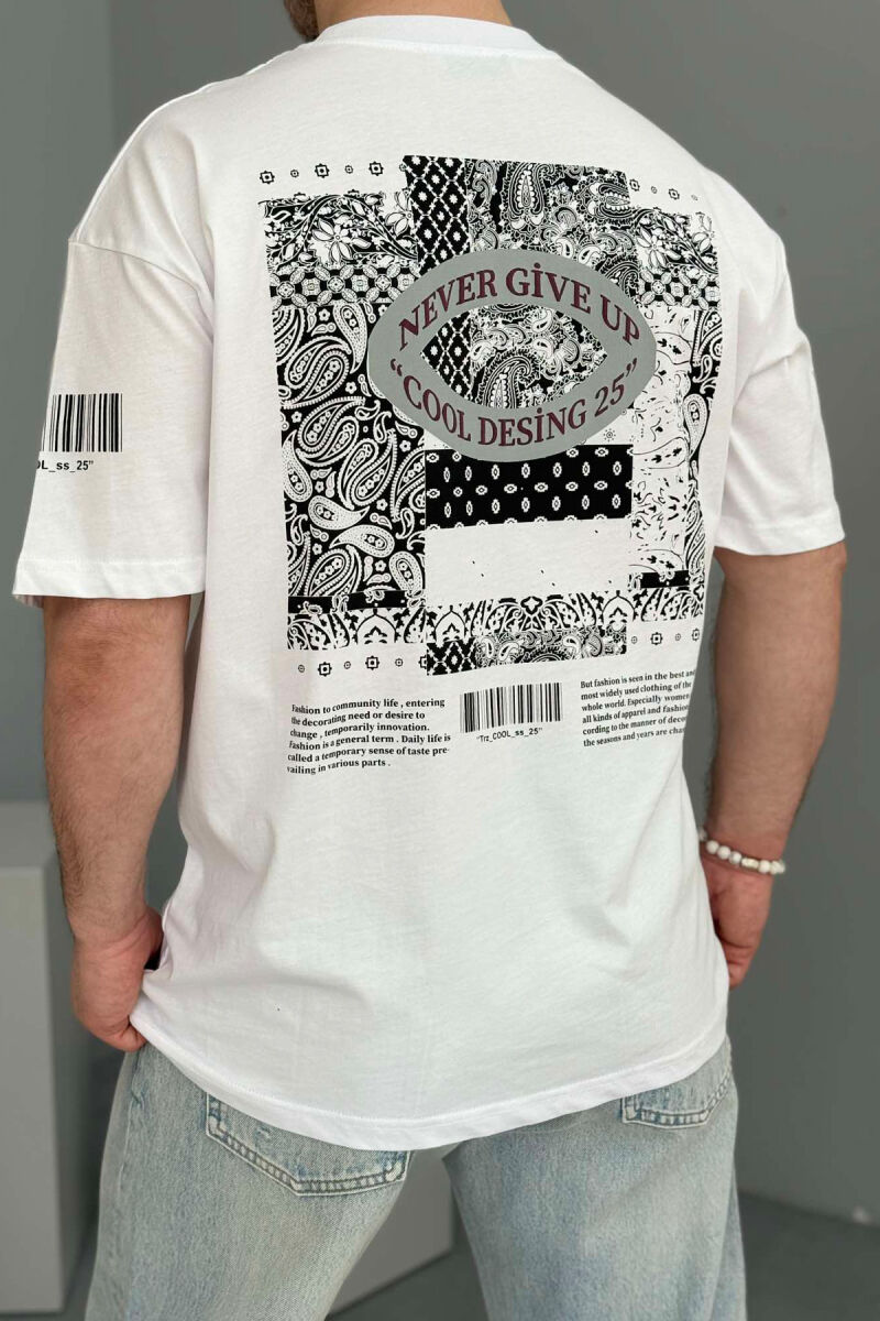 FRONT & BACK DESIGN ONE COLOR MEN T-SHIRT WHITE-E BARDHE - 4