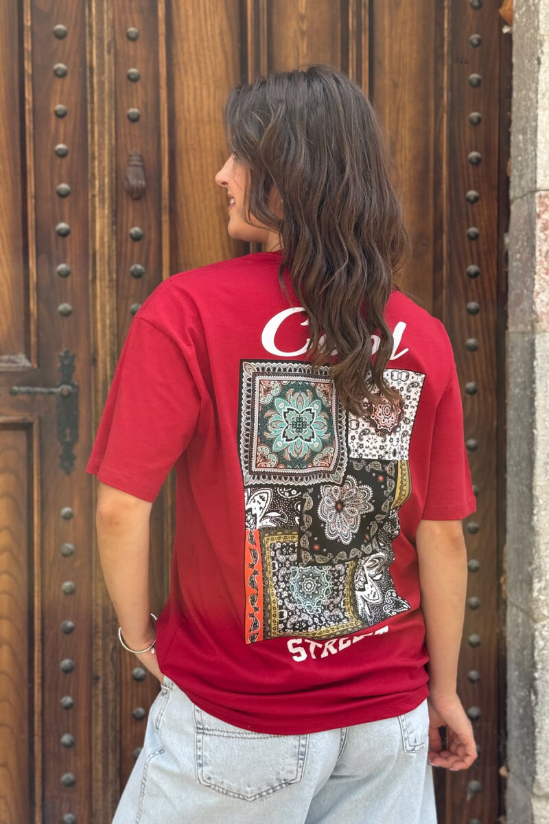 FRONT & BACK IMAGE SIMPLE WOMEN T-SHIRT + 6 PAIR SOCKS BURGUNDY/VISHNJE - 3