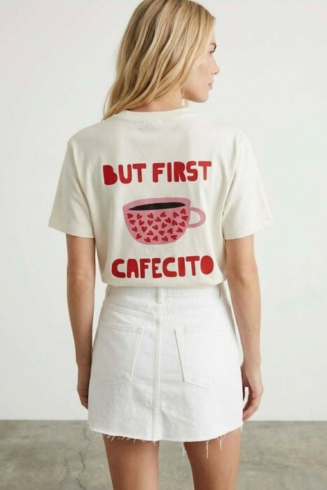 FRONT & BACK IMAGE WOMAN T-SHIRT CREAM/KREM - 3