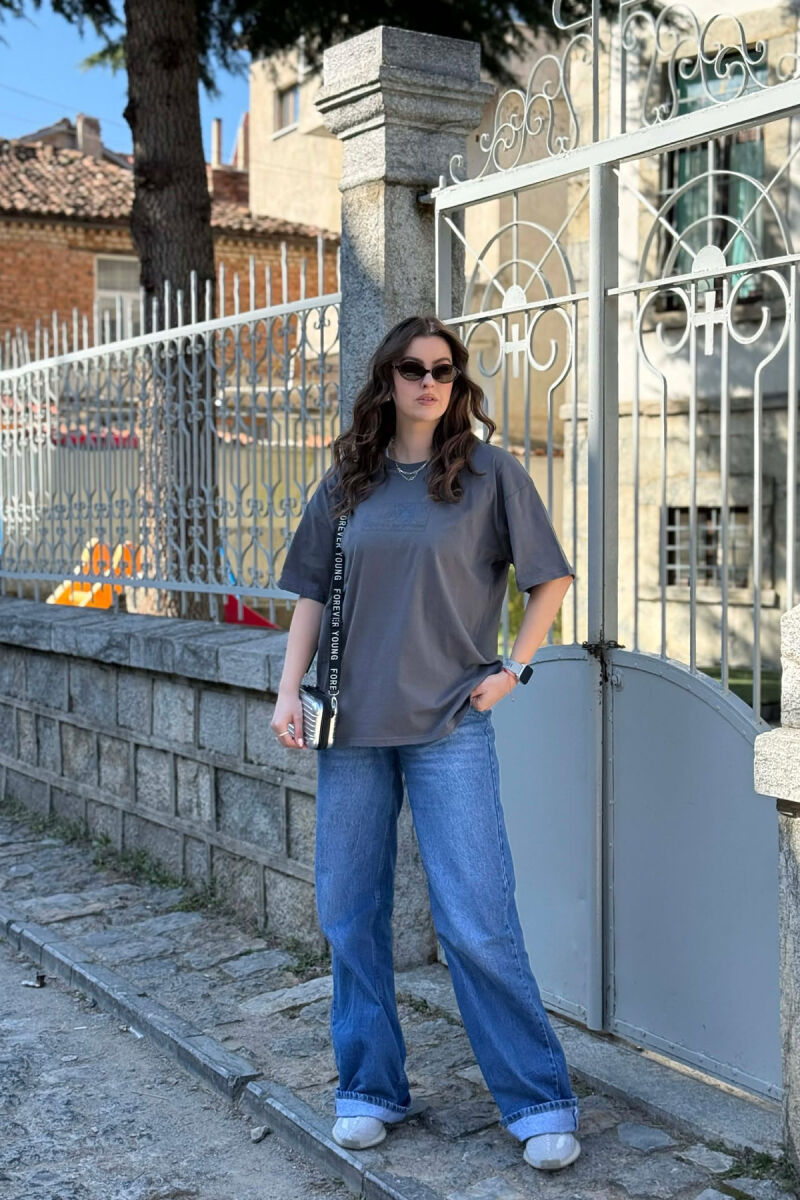 FRONT & BACK IMAGE WOMAN T-SHIRT +6 PAIR SOCKS DARK GREY/GEE - 1