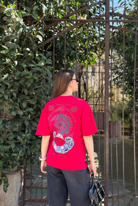 FRONT & BACK IMAGE WOMAN T-SHIRT +6 PAIR SOCKS RED/E KUQE - 4