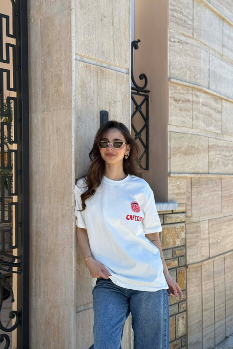 FRONT & BACK IMAGE WOMAN T-SHIRT WHITE-E BARDHE - 