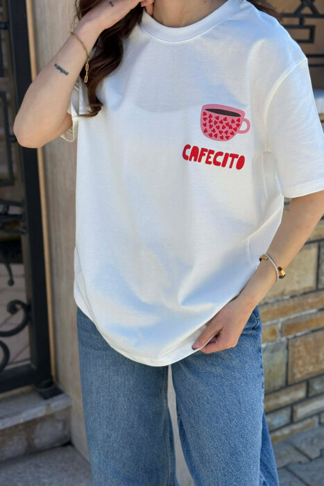 FRONT & BACK IMAGE WOMAN T-SHIRT WHITE-E BARDHE - 3