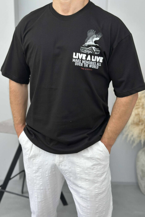 FRONT & BACK IMAGE WRITTINGS MEN T-SHIRT BLACK/ E ZEZE 