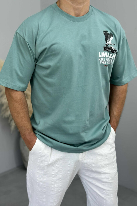 FRONT & BACK IMAGE WRITTINGS MEN T-SHIRT DARK MINT/MENTE ERRET 