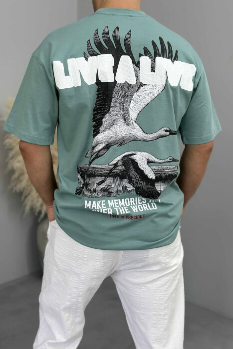 FRONT & BACK IMAGE WRITTINGS MEN T-SHIRT DARK MINT/MENTE ERRET - 2