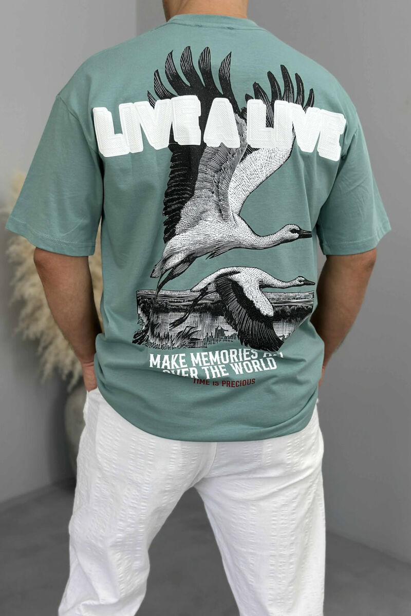 FRONT & BACK IMAGE WRITTINGS MEN T-SHIRT DARK MINT/MENTE ERRET - 2