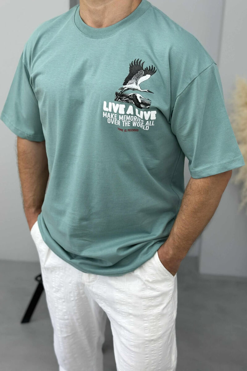 FRONT & BACK IMAGE WRITTINGS MEN T-SHIRT DARK MINT/MENTE ERRET - 3