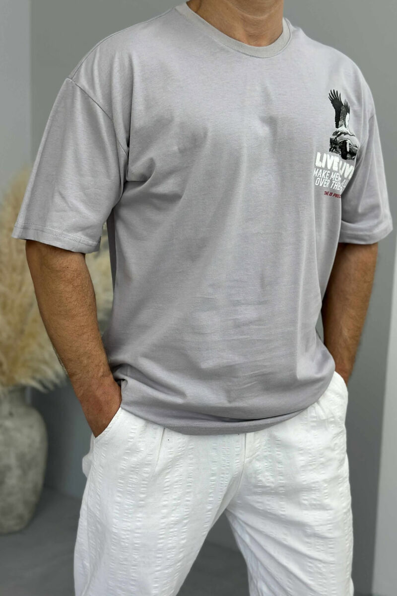 FRONT & BACK IMAGE WRITTINGS MEN T-SHIRT LIGHT GREY/GZ - 1