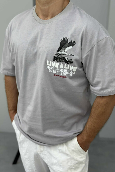 FRONT & BACK IMAGE WRITTINGS MEN T-SHIRT LIGHT GREY/GZ - 2