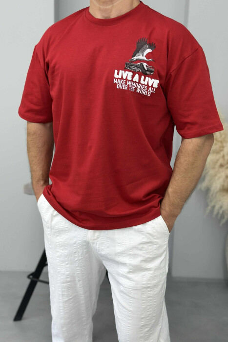 FRONT & BACK IMAGE WRITTINGS MEN T-SHIRT RED/E KUQE - 2