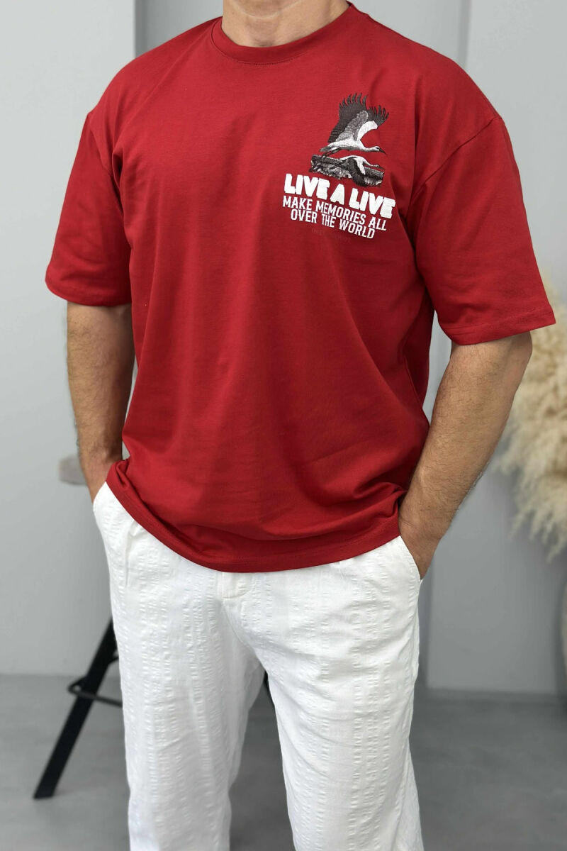 FRONT & BACK IMAGE WRITTINGS MEN T-SHIRT RED/E KUQE - 2