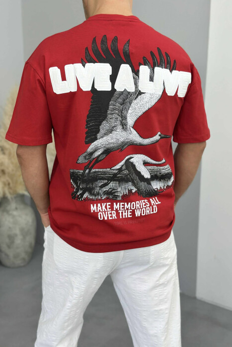 FRONT & BACK IMAGE WRITTINGS MEN T-SHIRT RED/E KUQE - 5