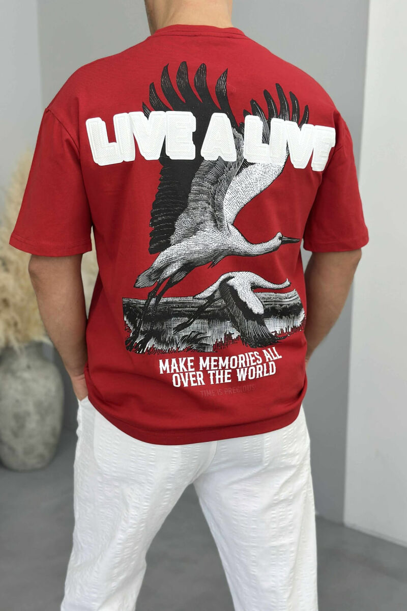 FRONT & BACK IMAGE WRITTINGS MEN T-SHIRT RED/E KUQE - 5