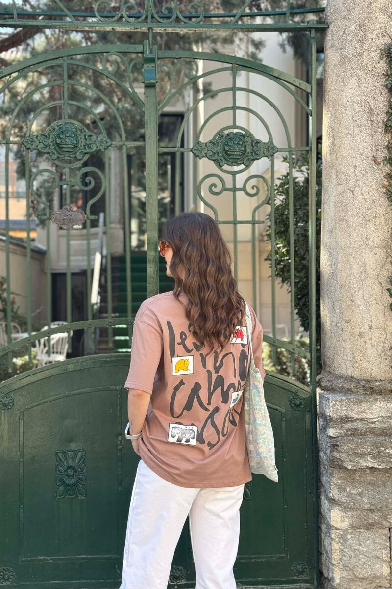 FRONT & BACK IMAGES WOMAN T-SHIRT+ 6 PAIR OF SOCKS BROWN/KAFE - 5