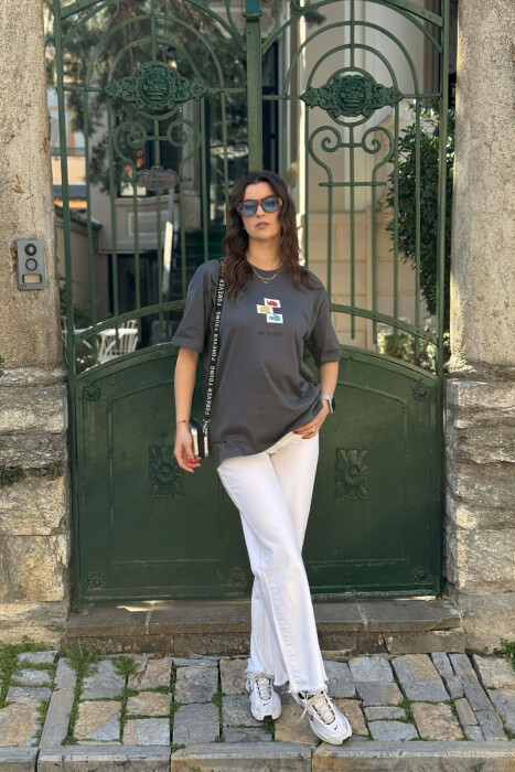 FRONT & BACK IMAGES WOMAN T-SHIRT+ 6 PAIR OF SOCKS GREY/GRI - 4