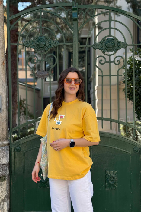 FRONT & BACK IMAGES WOMAN T-SHIRT+ 6 PAIR OF SOCKS YELLOW/E VERDHE - 3