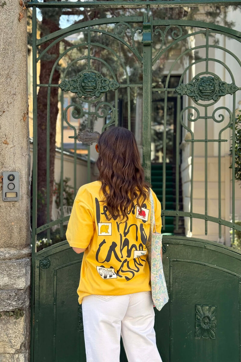 FRONT & BACK IMAGES WOMAN T-SHIRT+ 6 PAIR OF SOCKS YELLOW/E VERDHE - 4