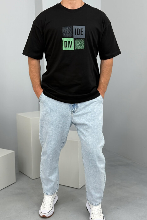 FRONT & BACK WRITTINGS MEN T-SHIRT BLACK/ E ZEZE 