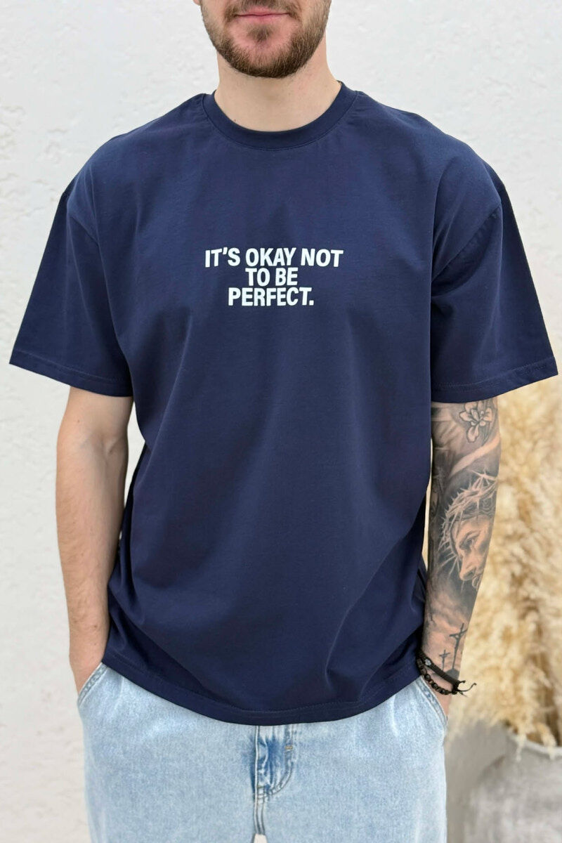 FRONT & BACK WRITTINGS MEN T-SHIRT BLUE/BLU - 3