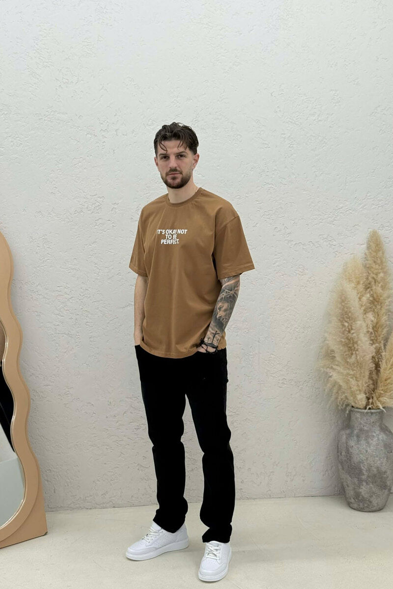 FRONT & BACK WRITTINGS MEN T-SHIRT BROWN/KAFE - 2