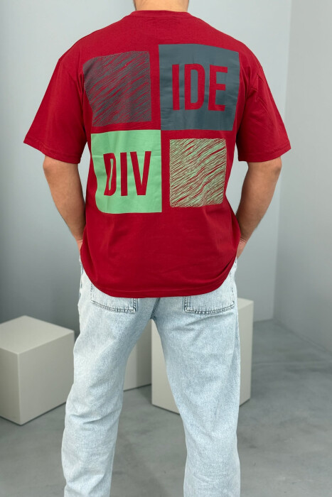 FRONT & BACK WRITTINGS MEN T-SHIRT BURGUNDY/VISHNJE - 3