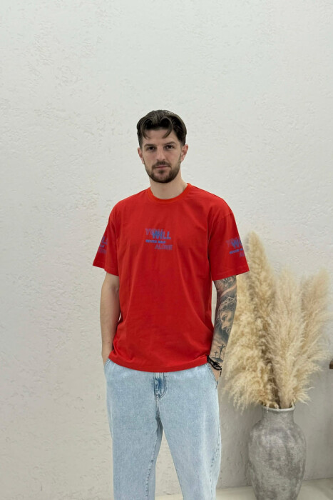 T-SHIRT ME SHKRIM PARA & PAS PER MESHKUJ NE NGJYRE PORTOKALLI TE ERRET - 