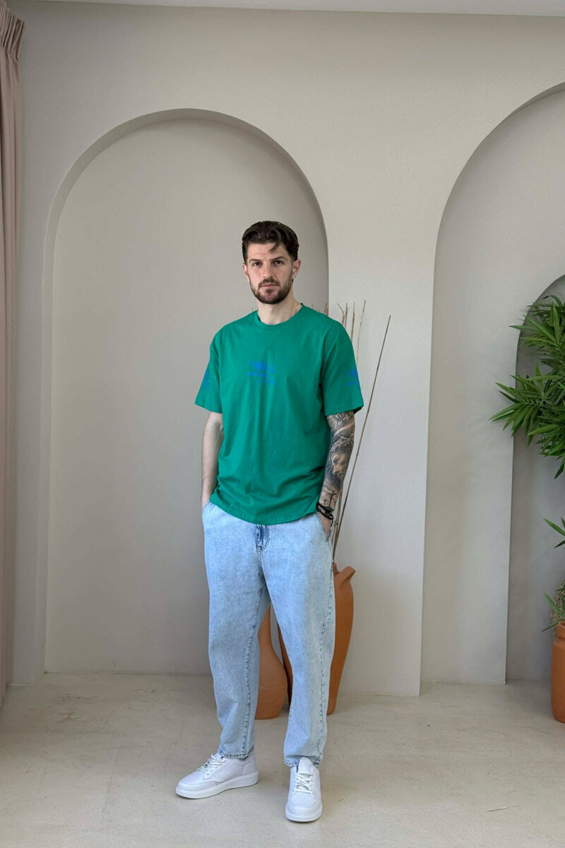 FRONT & BACK WRITTINGS MEN T-SHIRT GREEN/JESHILE - 2